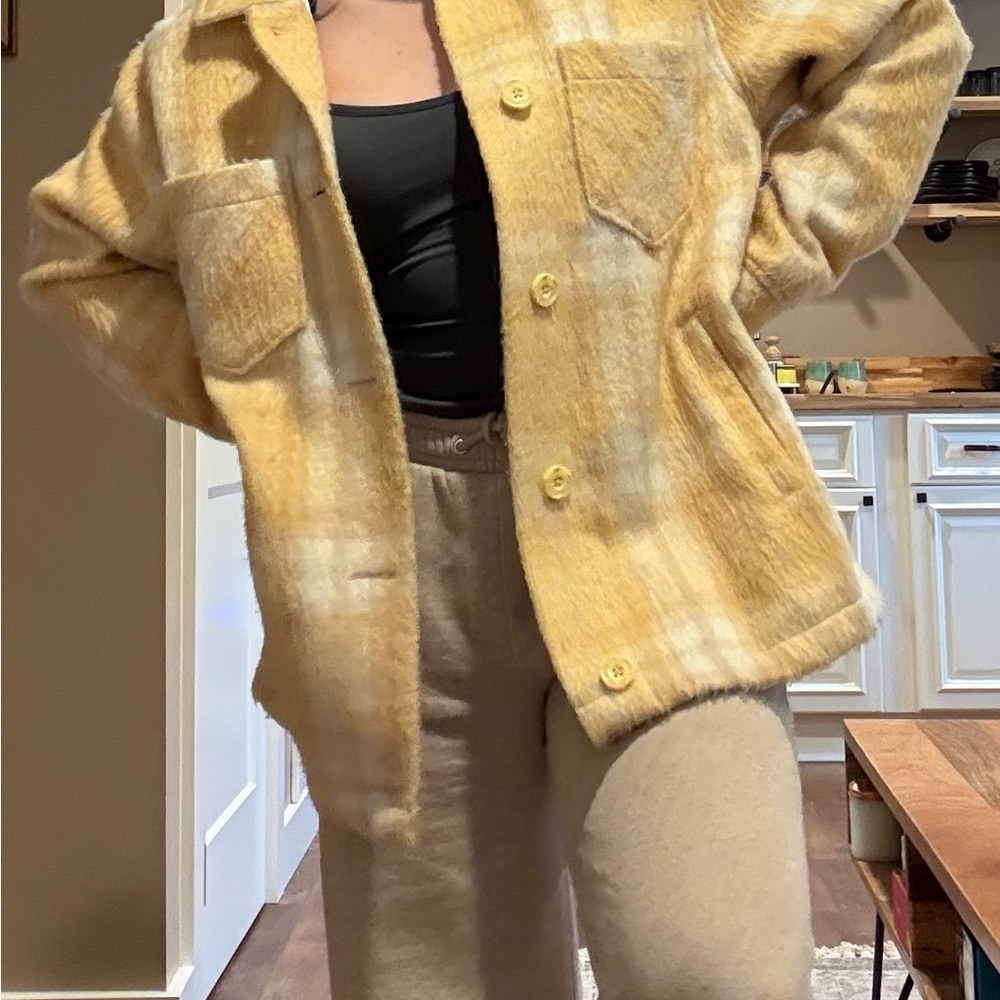 Hollister Yellow Plaid Teddy Jacket